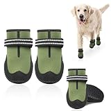 KEIYALOE Dog Boots Waterproof Dogs Booties Protection Paw Anti-Slip Outdoor Dog Shoes Adjustable Ref