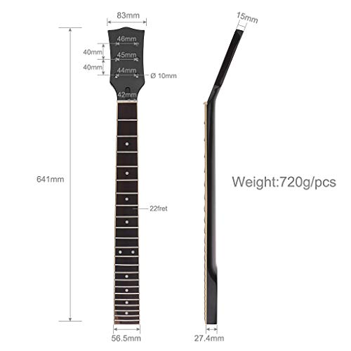 Alnicov Electric Guitar Neck Diy For Gibson Lp Guitars Parts Replacement 22 Fret Maple Neck Rosewood Fretboard With White Dots Inlay Black Gloss 2 #TOP1