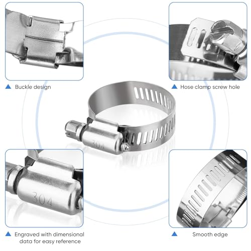 Image of MAKABEE 40PCS Hose Clamp Set - 1 /4''-1-1 /8'' 304 Stainless Steel Worm Gear Hose Clamps for Pipe, Intercooler, Plumbing, Tube and Fuel Line