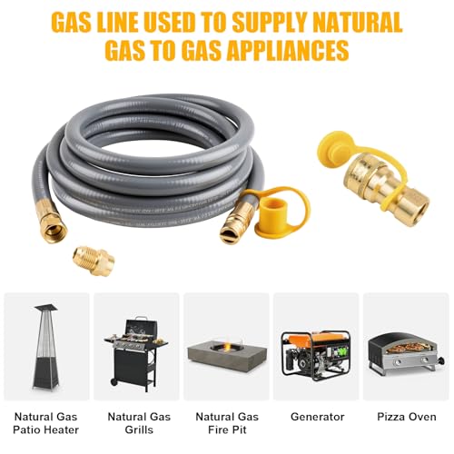 15 Feet 1/2 Inch ID Natural Gas Grill Hose, Flexible Gas Line Hose Low Pressure with Quick Connect Fittings, Natural Gas Conversion Kit for Outdoor Grill, Generator, Pizza Oven, Patio Heater and More by YINGKESI - Image 7