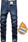 ABSECAI Mens Fleece Lined Pant Winter Warm Skinny Slim Fit Stretch Jeans