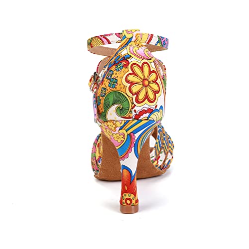 YKXLM Latin Ballroom Dance Shoes Women 3 Inch Heel Practice Dancing Shoes for Salsa Tango3