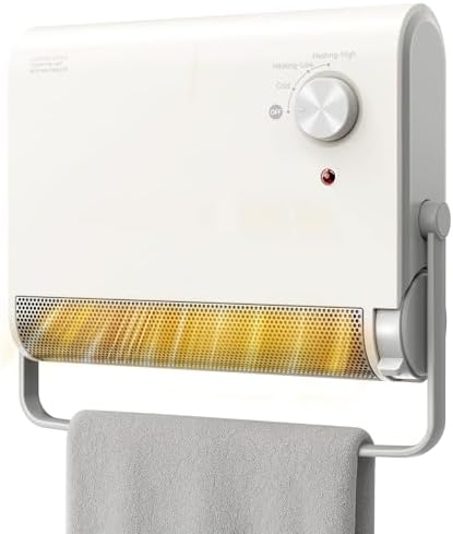 Heelay 2000W Elektrischer Heizlüfter für Badezimmer,Wandheizung,PTC,3 Modi | 2 Sek.Schnellheizung,40° verstellbare Luftstromrichtung,120 cm Reichweite,waschbarer Filter,Handtuchhal
