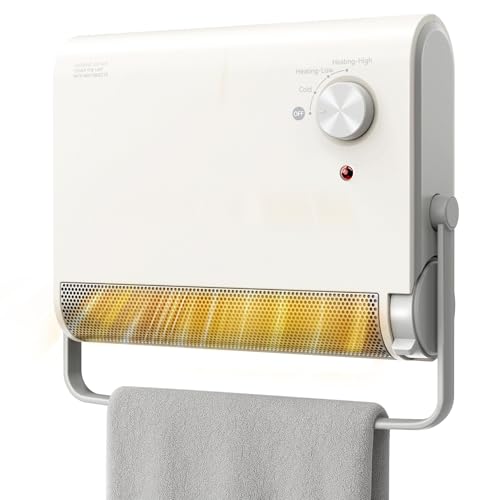 Chauffage Électrique de Salle de Bain 2000W, Radiateur Mural Silencieux avec Ventilateur Céramique, Sèche-Linge, Faible Consommation, 3 Modes de Chauffage, Adapté à la Salle de Bain (IPX2)