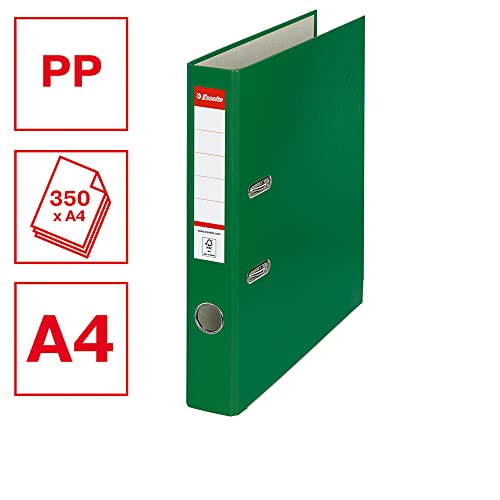 Esselte, Segregator Biurowy A4 Ekonomiczny Esselte PP, Pojemność 350 Kartek, Grzbiet 50 mm, Certyfikat FSC, Wymienne Etykiety, Kolor Zielony (B004LXOCPG)