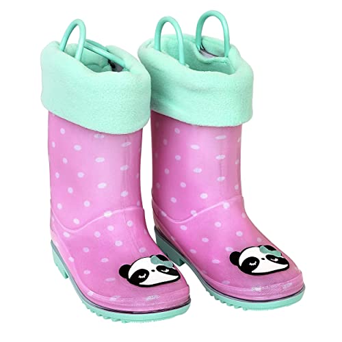 Panda Toddler Rain Boots With Polka Dots, Kids Rain Boots For Girls And Boys Rain Boots - Rubber With Fun 3D Patterns And Easy-On Handles (Size 8 Toddler) #TOP7