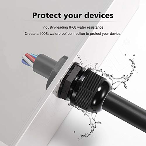 Qilipsu 1/2 Npt Nylon Cable Gland, Waterproof Ip68 Adjustable Locknut For 6-12Mm Cable Diameter (1/2 Npt, 12Pcs) #TOP6