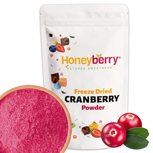 Polvo de Arándano Rojo Liofilizado 100g — Cranberry en Polvo — Fruta Liofilizada en Polvo sin Azúcar — Colorante Natural Rojo — Para Repostería, Batidos, Yogur, Muesli y Postres