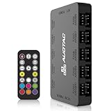 Auotac ARGB Controller PWM Fan Hub with RF Remote, (Connect Ten Case Fans, 5V 3Pin ARGB & 12V 4Pin PWM Fan Connector, Dual SATA Power Input, Magnetic Suction), Black