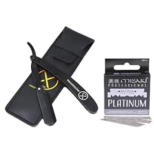 PRO 001 Professional Black German Made Steel Straight Edge Razor With 100 Packs Misaki Platinum Blade