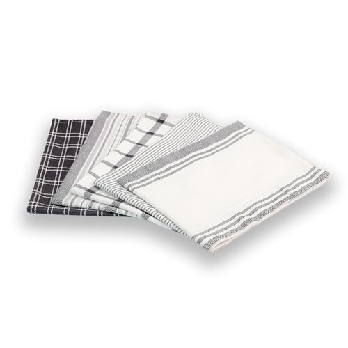 Tea Towels - 100% Cotton Kitchen Tea towels with Highly Super Absorbent Tea Towels set, Soft Hand Towels, Lint Free, Quick Dry, Long Lasting 70 x 50 cm - Pack of 5 (Grey) - Image 5