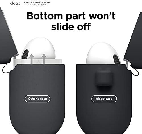 elago Silicone Case Compatible with AirPods 3 Case Cover - Premium Silicone, Supports Wireless Charging, Shockproof Protection (Black)
