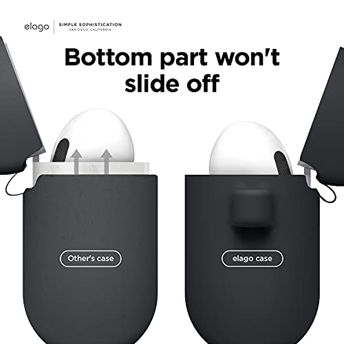 Image of elago Silicone Case Compatible For Headphones AirPods 3 Case Cover - Karabiner Included, Supports Wireless Charging, Shock Resistant, Easily Cleaned, Full Protection (Black)