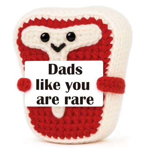 Fathers Day Birthday Gift for Dad from Daughter Son Wife, Funny First Fathers Day Dad Gifts for New Dad Step-Dads Father in Law, Gift for Best Dads Bonusdad Daddy Handmade Crochet Steak Present
