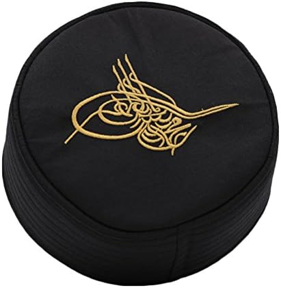 Modefa Turkish Islamic Men's Structured Kufi Hat - Round Skull Cap Takke - Sturdy Ottoman Tughra & Sandal