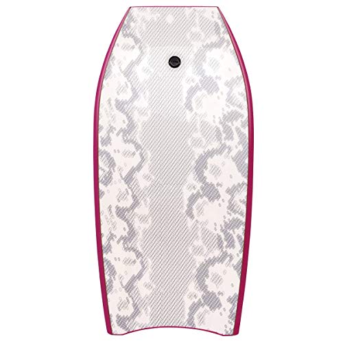 GYMAX Body Board, 41 Inch Lightweight Bodyboard for Kids Teens Adults, with EPS Core, Slick Bottom, IXPE Deck, Leash (Rose Red)