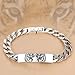 Personality Men’s Bracelet Antique Silver Plated with Tiger Grain Pattern, Hip-hop Fashion Bracelet Chain, 21cm (8.27 inch)