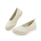 UOUA Women's Slip on Shoes Casual Tennis Shoes Flat Nurse Shoes Comfortable Walking Knit Loafer Snea