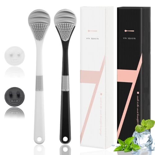 KSJEHW 2 Pcs limpiadores de lenguas, raspador de Lengua, Cepillo de Lengua para Limpieza bucal, reciclable, fácil de Limpiar, Respetuoso con el Medio Ambiente y práctico