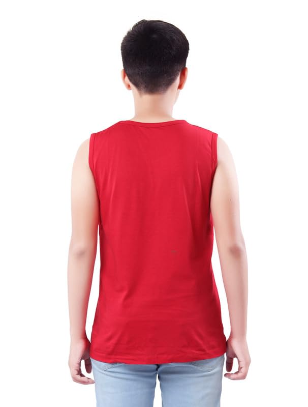 Image of UNOseven Printed Cotton Sleeveless Vest /T-Shirt for Boys - Regular Fit (Pack of 1)