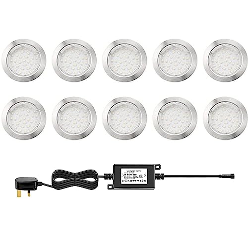 Image of CHNXU 80mm Large Led Decking Lights Outdoor Low Voltage 12v IP67 2.5W Waterproof Deck Lighting Kits Pack of 10 (Warm White) [Energy Class A]