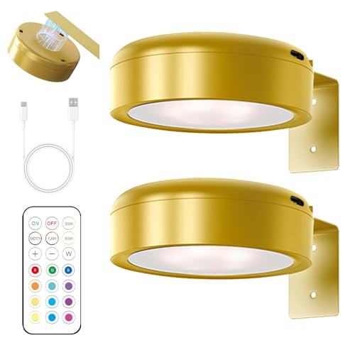 Mineup Pack de 2 Luz Cuadros Sin Cable con Mando, Luz de pintura magnética alimentada por batería, magnéticas de pared, con 3 temperaturas de color para vitrinas y temporizador