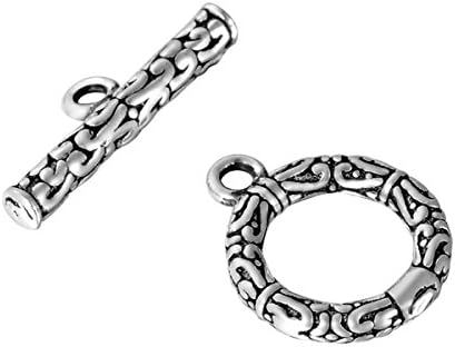 YF 1Set 925 Silver Antiquity OT Toggle Clasp for DIY Crafting Jewellery Making 15mmx12mm 17mmx5mm