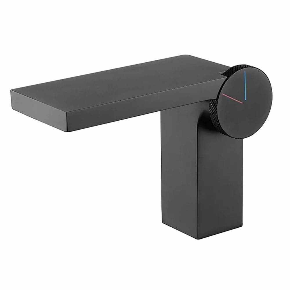 Basin Faucet Faucet Hot and Cold washbasin Faucet Brass Bathroom undercounter Basin Waterfall Faucet EY-H0121(Black)
