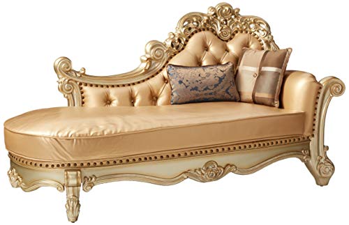 Acme Vendome Gold Patina Chaise With 2 Pillows #TOP24