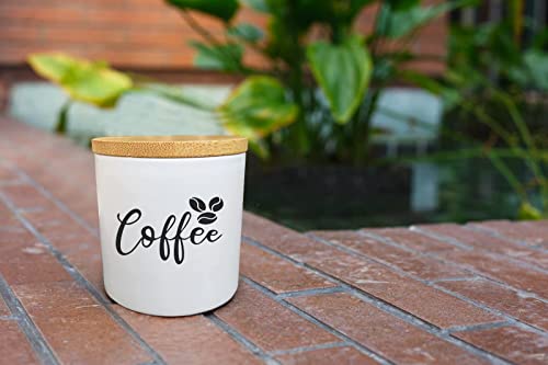 Whing Matte White Kitchen Circular Ceramic Coffee Jars, Dishwasher Safe, Easy To Clean Airtight Seal Damp-Proof Ceramic Food Storage Containers With Bamboo Lids (7Oz) (01) #TOP2