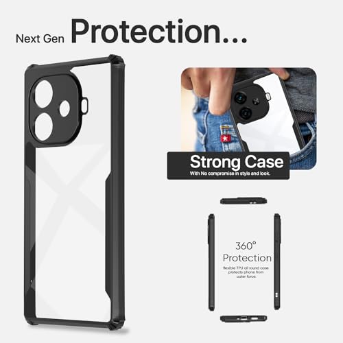 Image of Pikkme Iqoo Z9x Turbo 5G / Vivo Y200 GT 5G Back Cover | Crystal Clear Transparent Back | Ultra Hyrbid | Full Camera Protection | Raised Edge | Bumper Back Case (Black)