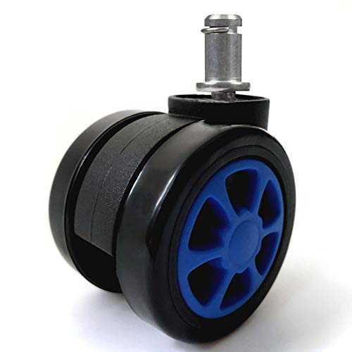 TEKEFT Lot de 5 roulettes de protection en caoutchouc pour chaise de bureau de jeu 60 mm avec tige standard (bleu) Cover