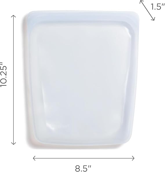 Stasher Silicone Reusable Food Storage Bag, Half Gallon Silicone Bag, Meal Prep, Reusable Freezer Bag, Microwave, Dishwasher, Oven Safe, Sous Vide, Eco Friendly, Food Storage Bag, 64 oz, Clear
