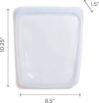 Stasher Silicone Reusable Food Storage Bag, Half Gallon Silicone Bag, Meal Prep, Reusable Freezer Bag, Microwave, Dishwasher, Oven Safe, Sous Vide, Eco Friendly, Food Storage Bag, 64 oz, Clear