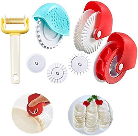 Lattice Cutter Roller,Xiuyer 7pcs Plastic Multi-Purpose Magic Kitchen Mold Manual Pastry Wheel Decorator Dough Rolling Cutter for Pie Crust Ravioli Pizza Dumpling Cookie Pasta