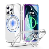 MINIKA いPhone13Pro Max ケース Magsafe 対応 360度回転 スタンド付き 多機能 スマホケース iPhone 13 Pro Max 用 ケース クリア 米軍MIL規格 耐衝撃 指紋防止 黄変防止 マグセーフ リング マグネット搭載 ワイヤレス充電 いpほね13ProMax アイホン13 プロマックス スマホ カバー （ブラック）