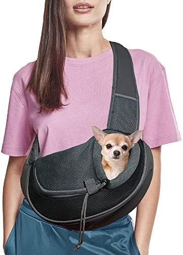 IFELISS Dog Carriers for Small Dogs, Breathable Mesh Travel Safe Puppy Sling, Adjustable Dog Sling Carrier for Small Dogs, Dog Purse, Dog Sling for Small Dogs Cats (Small, Black)