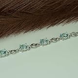 IzuBizu London Women's 925 Sterling Silver Sky Blue Topaz Gemstone Bracelet Light Blue Oval Diamond Wedding Anniversary Christmas Jewellery - Image 4