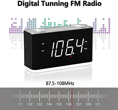 iTOMA Bluetooth Alarm Clock Radio, Digital FM Radio, Dual Alarm, Cell Phone USB Charge Port, Night Light, Auto & Manual Dimmer, Snooze, Sleep Timer, Battery Backup CKS507