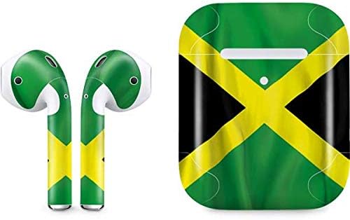 Skinit Decal Audio Skin Compatible with Apple AirPods 2 - Jamaican Flag Dark Wood Design
