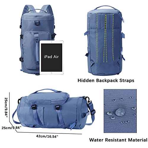 Sports Gym Bag For Men Women, Smith Travel Duffel Totes Bag Lightweight Backpack Carry On Luggage Bags With Shoes Compartment Adjustable Strap For Yoga Swimming Waterproof Dance Bag For Weekend(Blue) #TOP2
