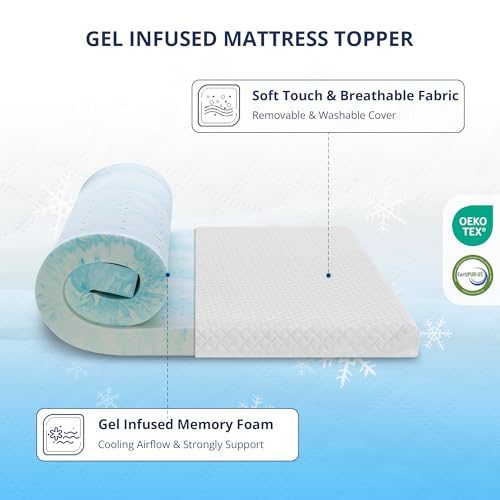 4 Inch Gel Memory Foam Mattress Topper King Size, Cooling Bed Topper for Pressure Relief with Removable Breathable Soft Cover, CertiPUR-US Certified - Thumbnail 2