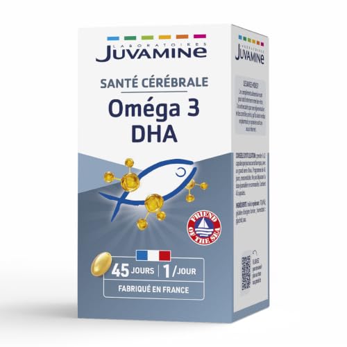 JUVAMINE Oméga 3 DHA, EPA - Huile Poisson - Cerveau, Cœur, Vision - 45 Cap