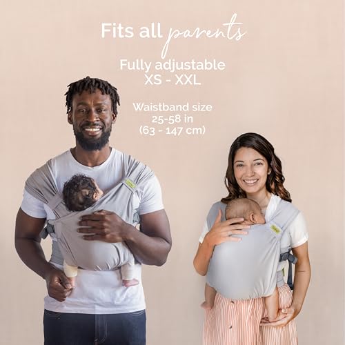 Image of Boba Bliss Pre-Wrapped Baby Carrier with Buckle - Newborn to 7-35 lbs Light, Breathable & Easy to Adjust Hybrid Infant Sling & Toddler Carrier - Certified Hip-Healthy for 0-18 Months - Gray