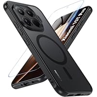 Fin2feel Magnetisch für Xiaomi 15T Pro Hülle kompatibel mit Magsafe mit Panzerglas Schutzfolie, Matt Schutzhülle Stoßfest Kratzfeste TPU Bumper Cover Case Dünn Handyhülle für Xiaomi 15T Pro, Schwarz