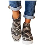 LLDG Damen Sneaker Keilabsatz Freizeitschuhe mit Gummiband Fitness Walkingschuhe Outdoor Bequeme Turnschuhe Slip on Bootsschuhe Halbschuhe Slip on Schlupfschuh Leicht Bootsschuhe