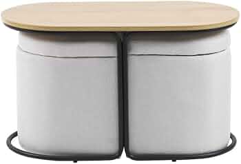 Amazon.co.jp: Jenvor センターテーブル スツール2個付き 収納付き MDF