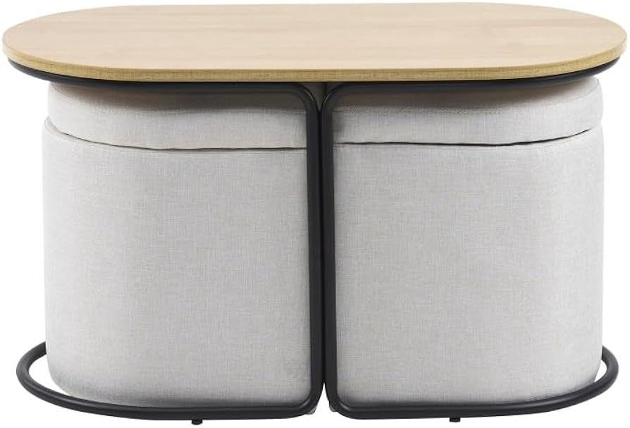 超人気！北欧風 テーブル スツール2個付き 収納付き 【ブラウン】 Amazon｜北欧風 完成品 ローテーブル 収納付き スツール2個付き モダン