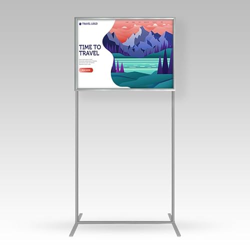 Image of A1 Freestanding Pavement Sign Information Board Display Stand 180 CM Snap Frame Portrait Landscape Black White Silve Brass Gold (Silver, A1 Landscape frame W 84.1cm x H 59.4cm)