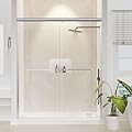 Glass Shower Doors, 56" - 60" W x 72" H Double Sliding Shower Door, Aluminum Semi-Frameless & 1/4"(6mm) Clear Tempered Glass Bypass Shower Door for Walk in Shower, Bathroom?Chrome?